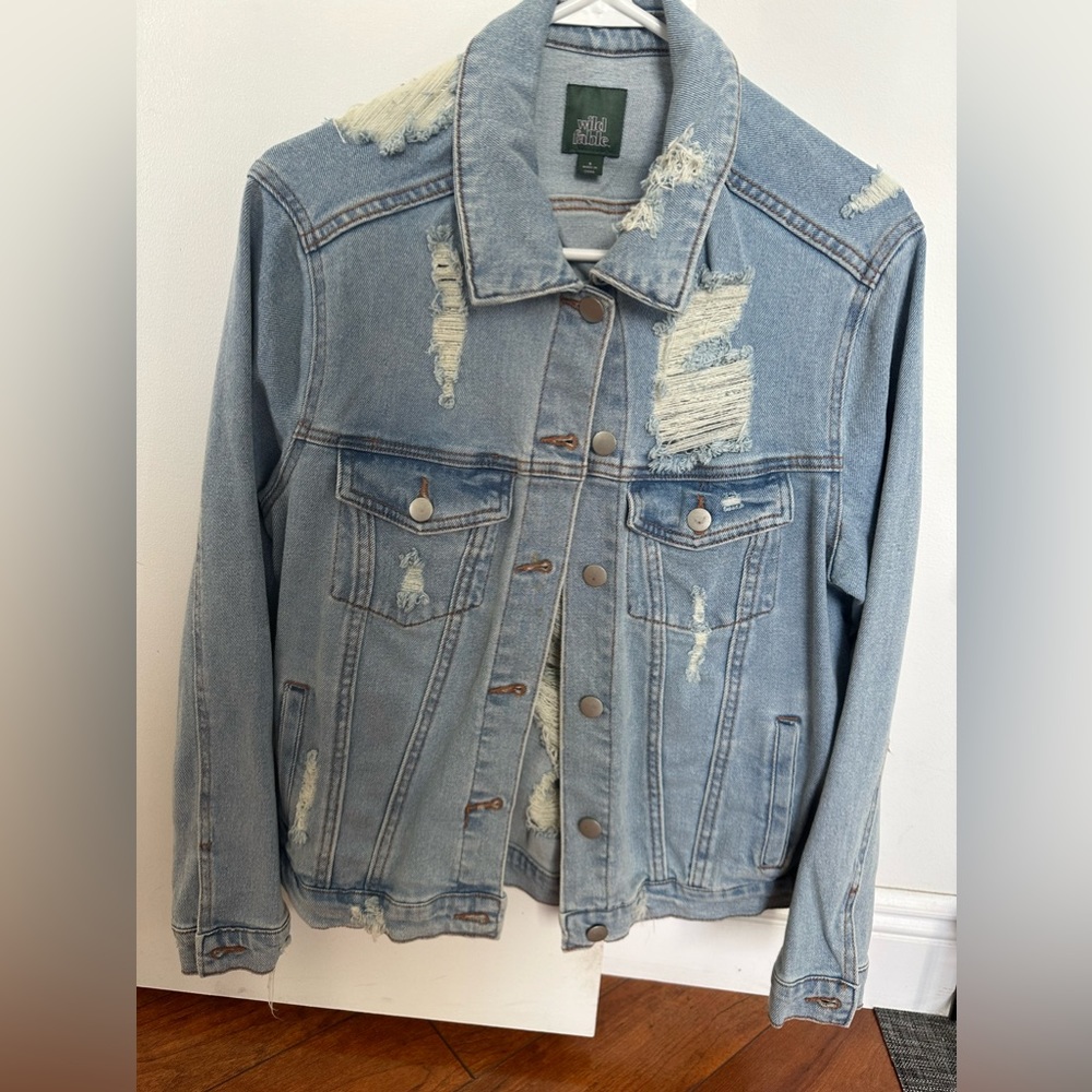 Wild fable oversized distressed jean jacket
